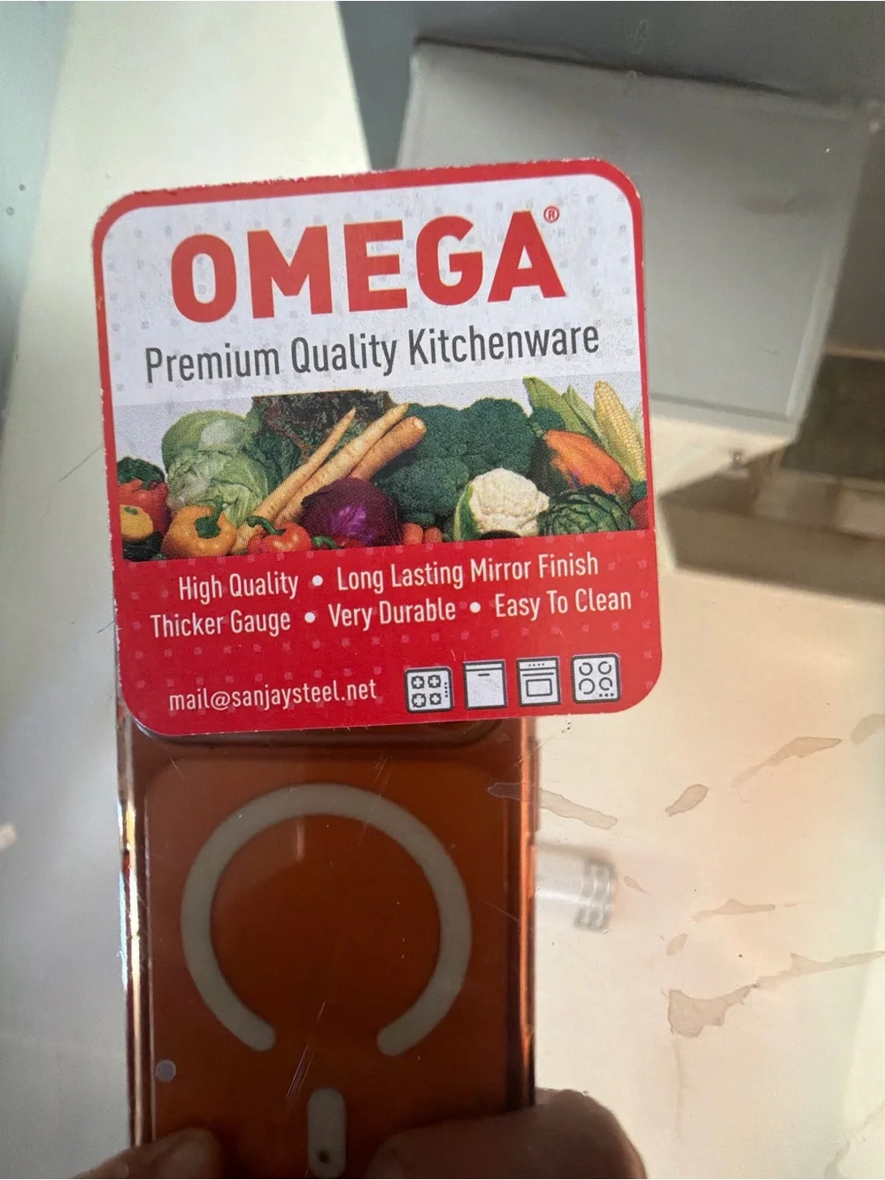 Kitchenware label on product
